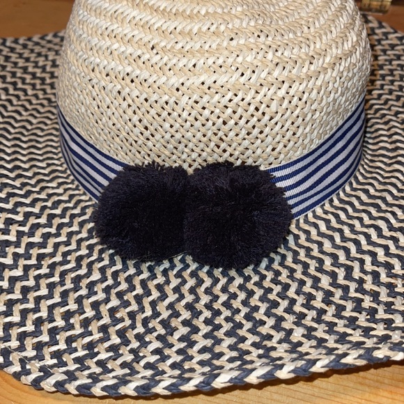 Anna & Ava Navy,cream & white Derby hat. With poms main image 5